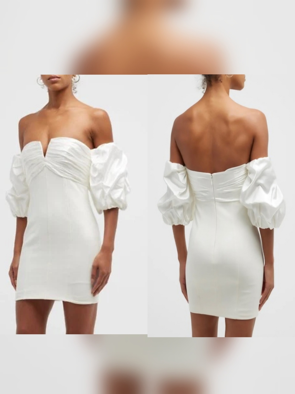 NWT Cinq á Sept Women's Teo Size 6 Ivory $495 5a7 Puff Sleeve Off Shoulder Dress